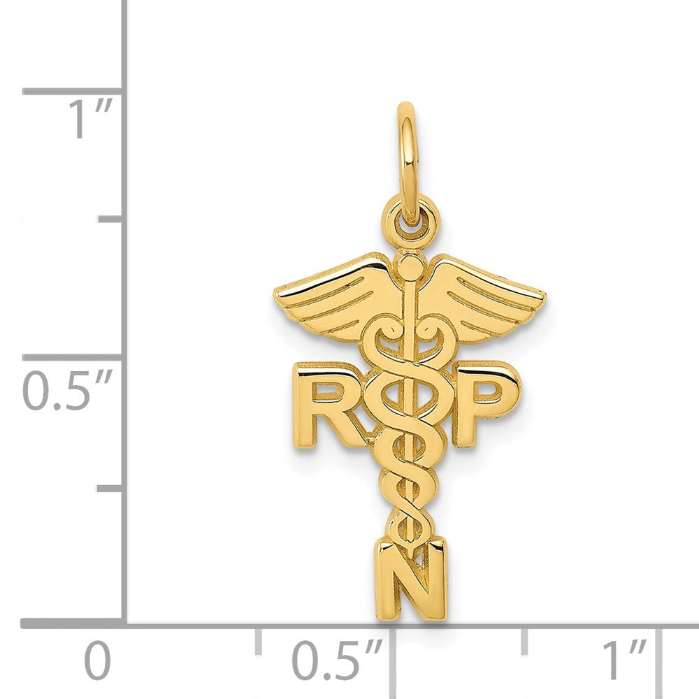 14k Yellow Gold 15 mm Registered Nurse Practitioner Charm (0.98 grams)