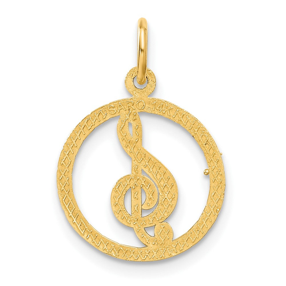 14k Yellow Gold 15 mm Treble Clef Charm (0.82 grams)