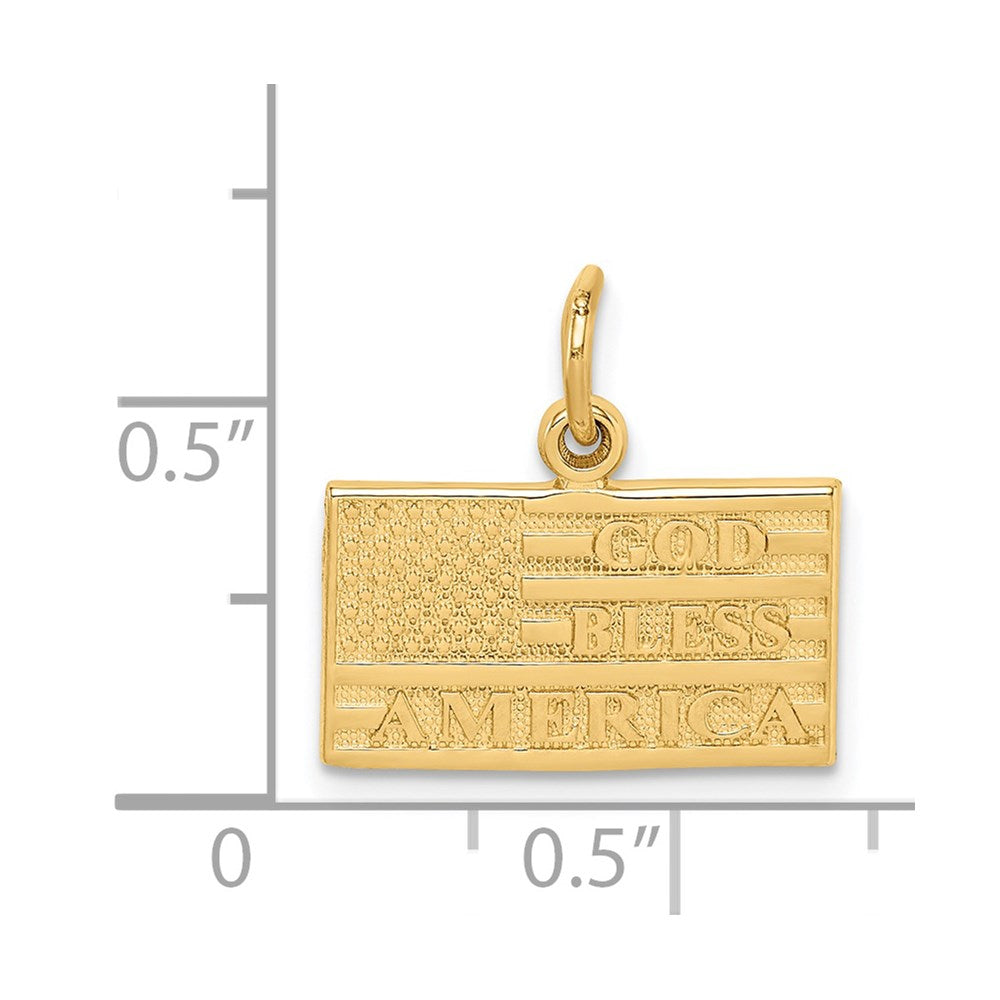 14k Yellow Gold 16 mm God Bless America Flag Charm (1.43 grams)