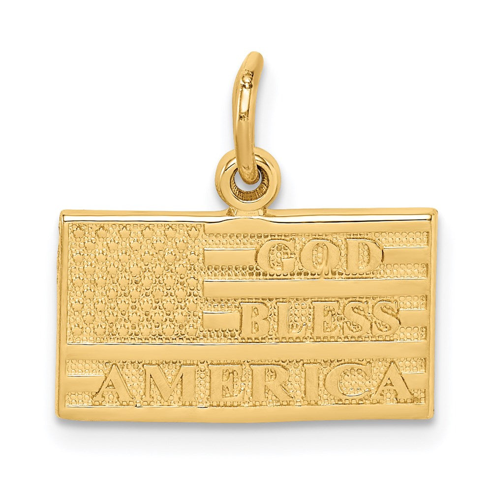 14k Yellow Gold 16 mm God Bless America Flag Charm (1.43 grams)