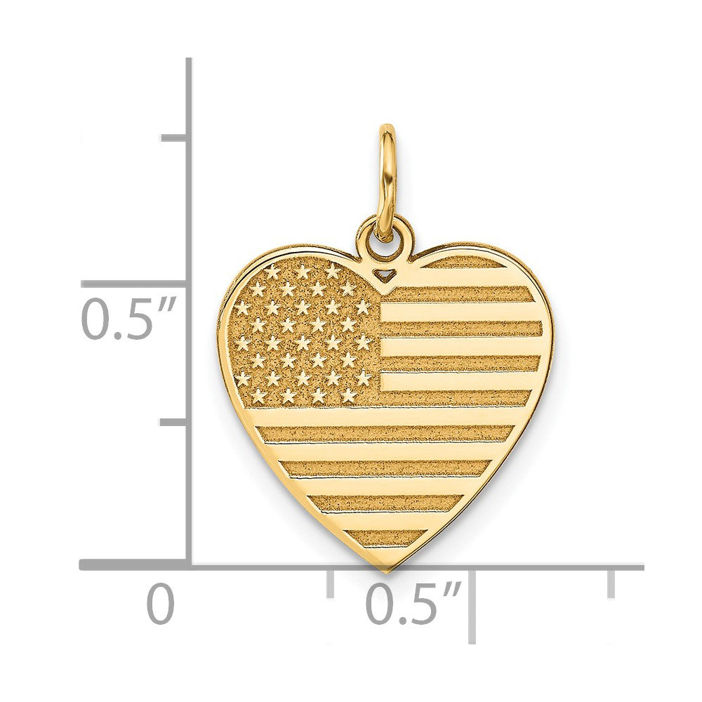 14k Yellow Gold 16 mm Flag Heart Charm (1.9 grams)