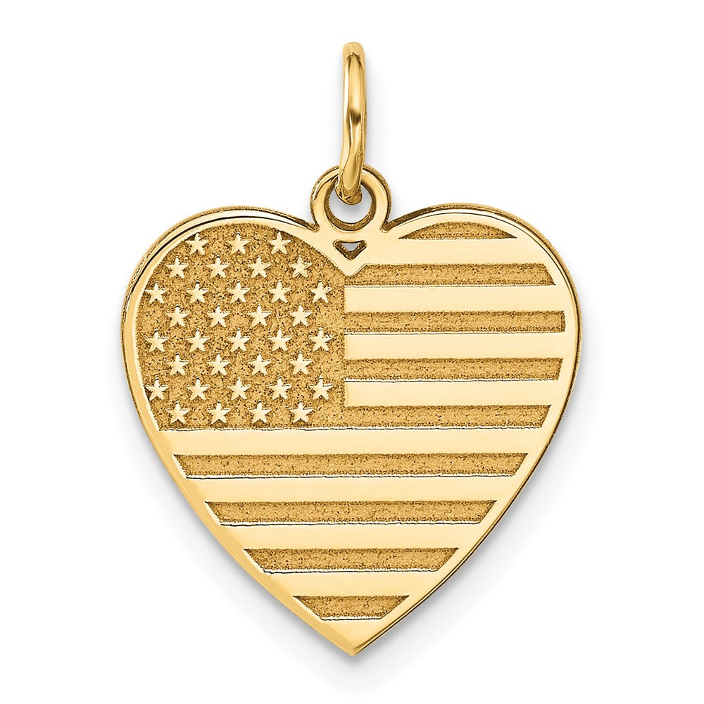 14k Yellow Gold 16 mm Flag Heart Charm (1.9 grams)