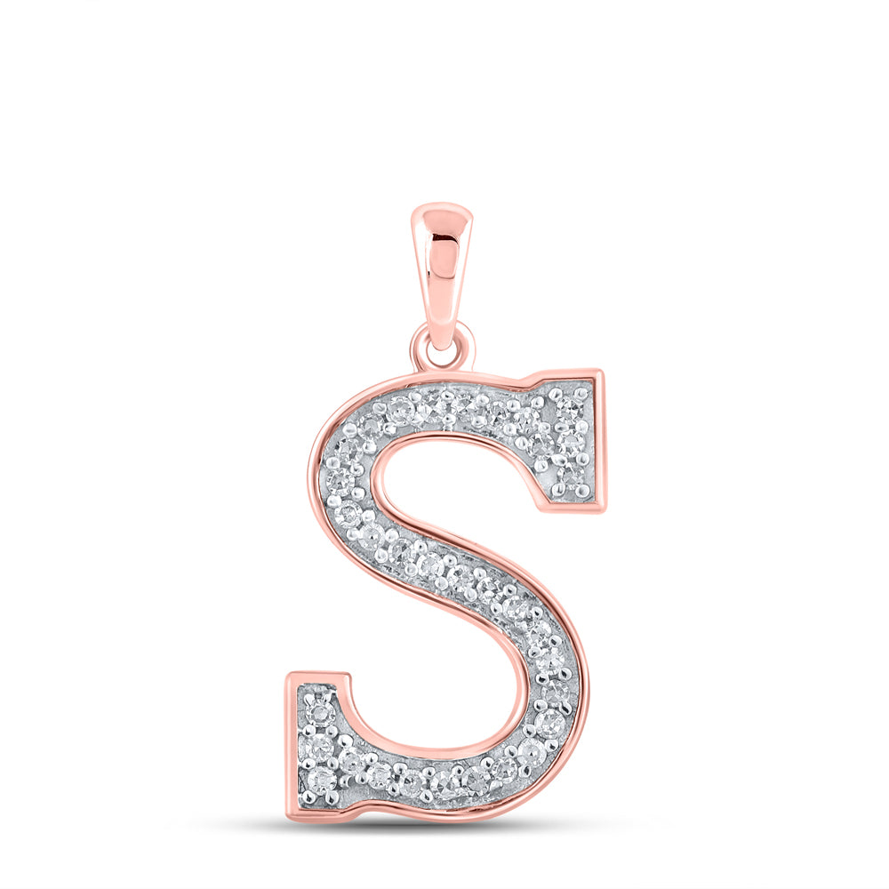 1/10Ctw-Dia P1P2 Ladies Initial "S" Pendant (0.57 grams)