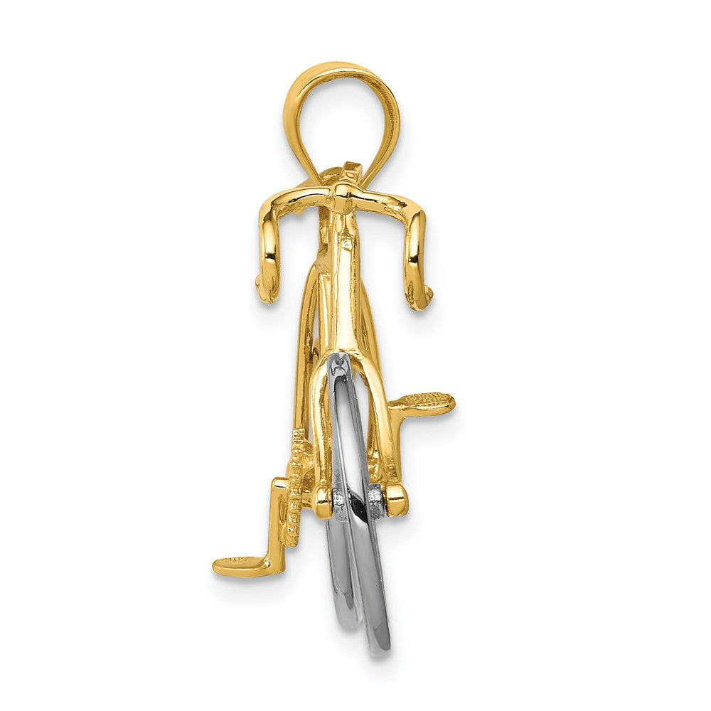 14k Two-tone 35 mm Large Two-tone 3-D Bicycle Pendant (3.74 grams)