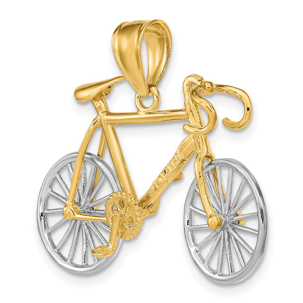 14k Two-tone 35 mm Large Two-tone 3-D Bicycle Pendant (3.74 grams)