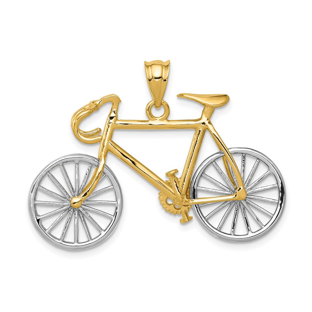 14k Two-tone 35 mm Large Two-tone 3-D Bicycle Pendant (3.74 grams)