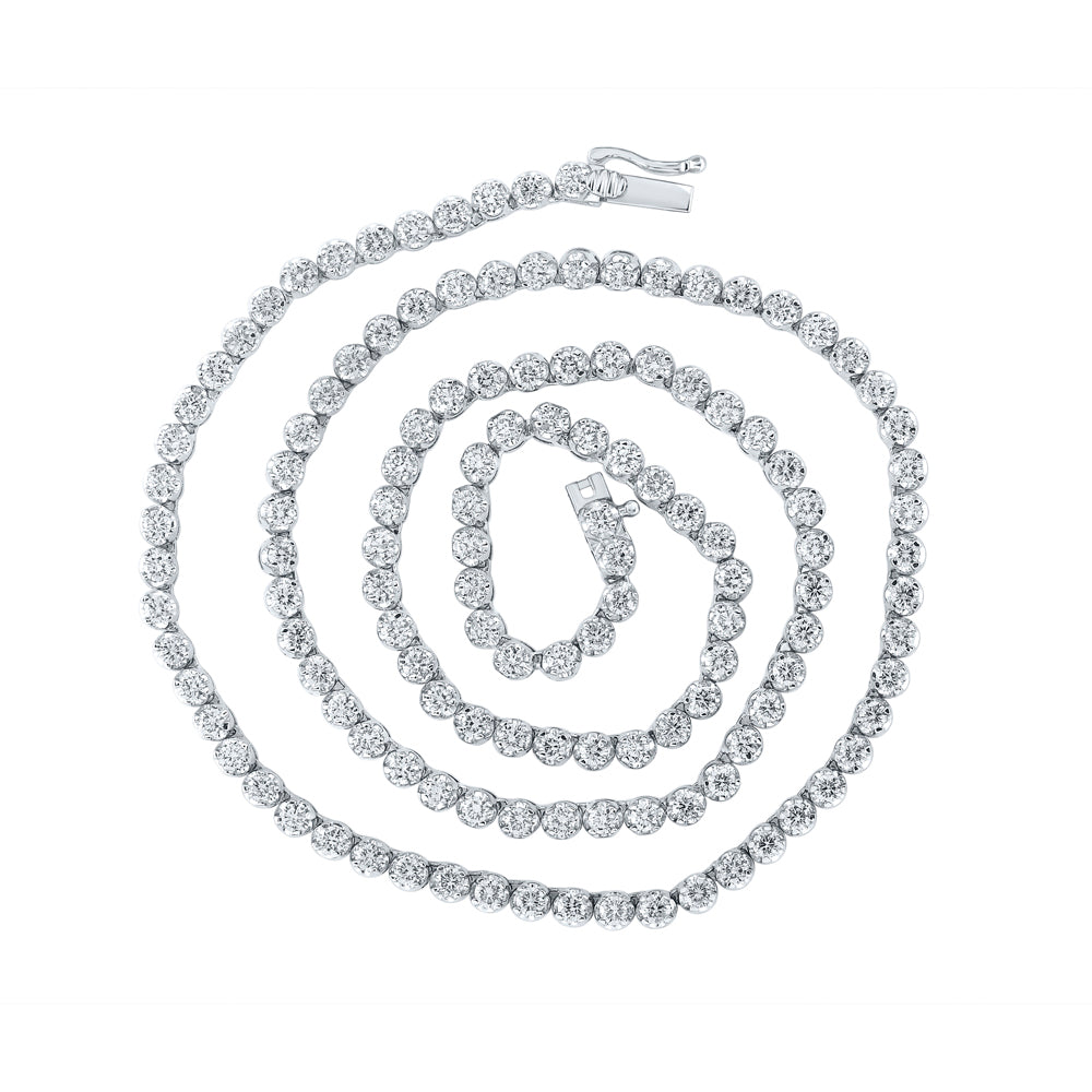 10Kt White Gold 11 Ctw-Dia Nk Mens Solitaire Chain (24 Inch) (28.62 grams)