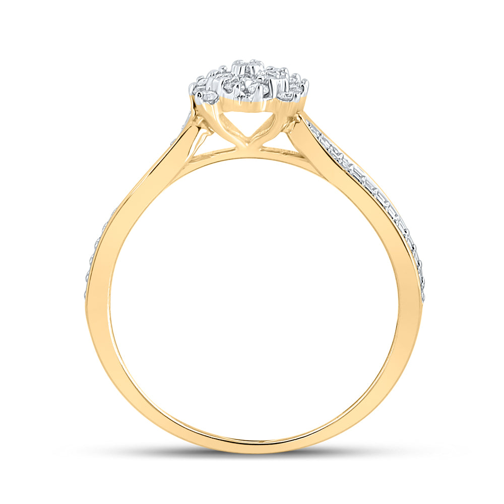10Kt Yellow Gold 1/5Ctw-Dia Cluster Ring