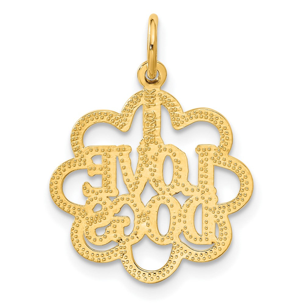 14k Yellow Gold 17 mm I LOVE DOGS Charm (1.46 grams)