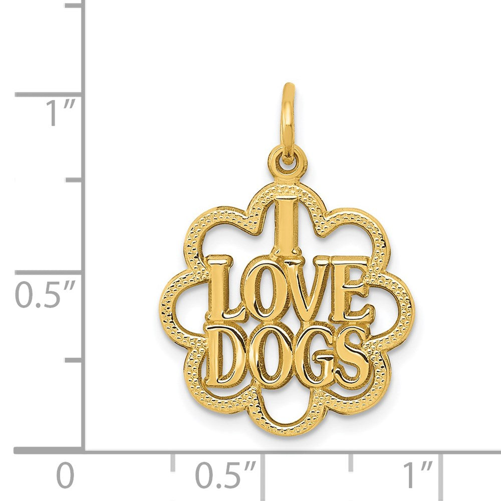 14k Yellow Gold 17 mm I LOVE DOGS Charm (1.46 grams)