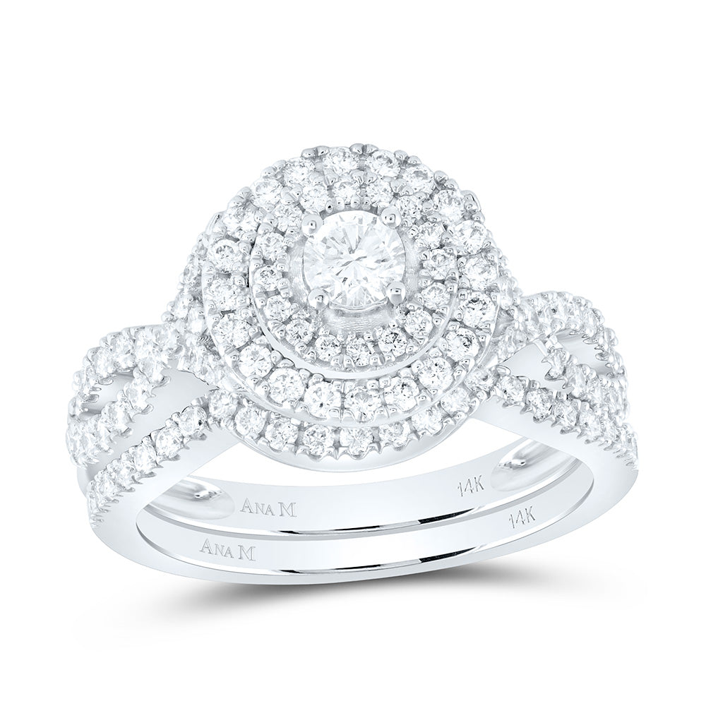 1Ctw-Dia Ana M 1/5Ct-Crd Double Halo Bridal Set Ring (6.12 grams)