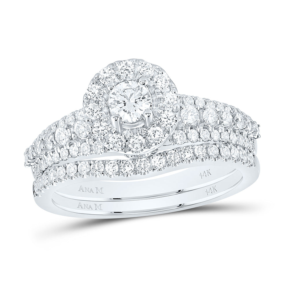 1Ctw-Dia Ana M 1/5Ct-Crd Single Halo Bridal Set Ring (6.2 grams)