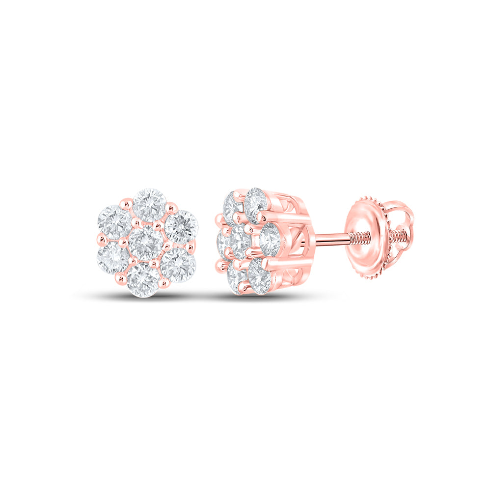3/4Ctw-Dia Nk 7 Stone Flower Earring (1.28 grams)