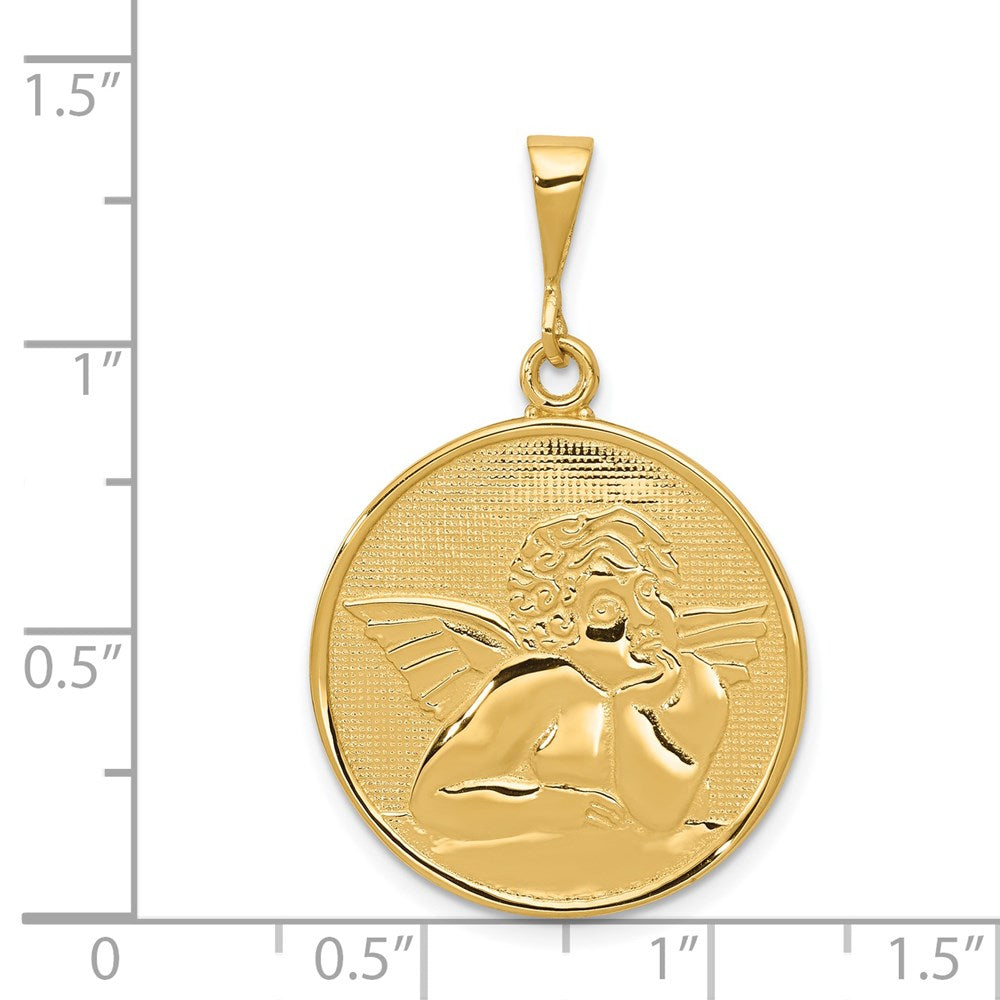 14k Yellow Gold 22 mm Polished and Satin Angel Pendant (3.51 grams)