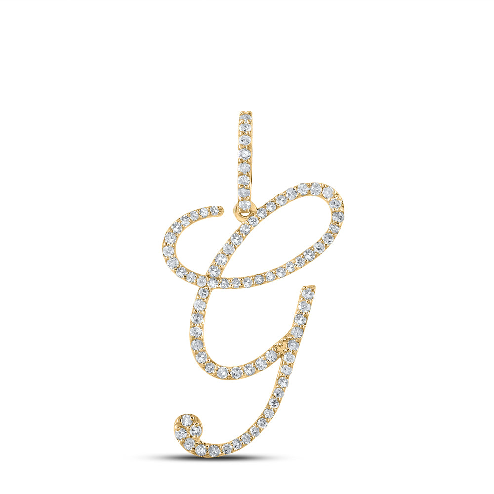 Gold G Initial Letter Pendant 1/2 Cttw Round Natural Diamond Womens (1.66 grams)