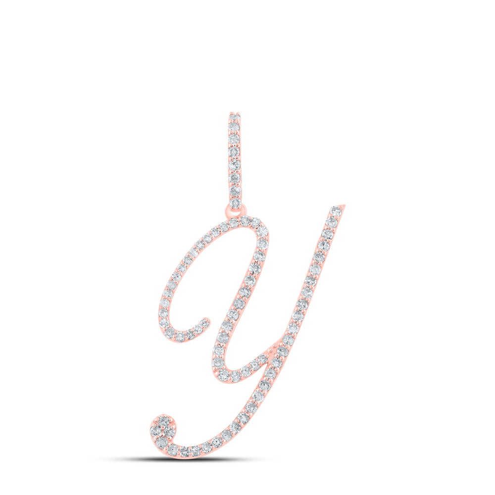 10Kt Rose Gold 1/2Ctw-Dia P1 Initial Y" Gift Pendant" (1.47 grams)