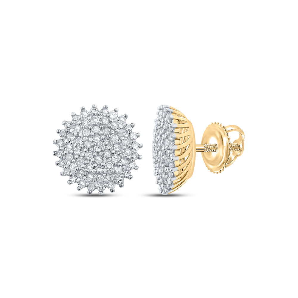 Gold Cluster Earrings 3/8 Cttw Round Natural Diamond Womens (1.73 grams)