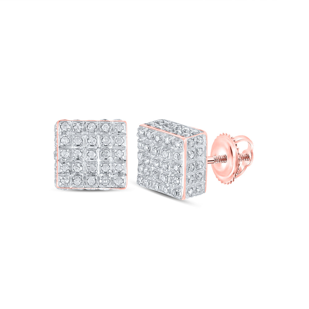 10Kt Rose Gold 3/8Ctw-Dia Gift Square Earring (2.38 grams)