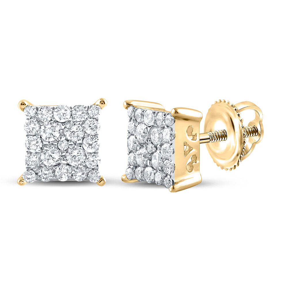 10Kt Yellow Gold 1/4Ct-Diamond Fashion Square Earring (1.1 grams)