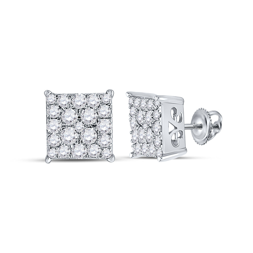 10Kt White Gold 1/2Ct-Dia Nk Fashion Square Earring (1.54 grams)