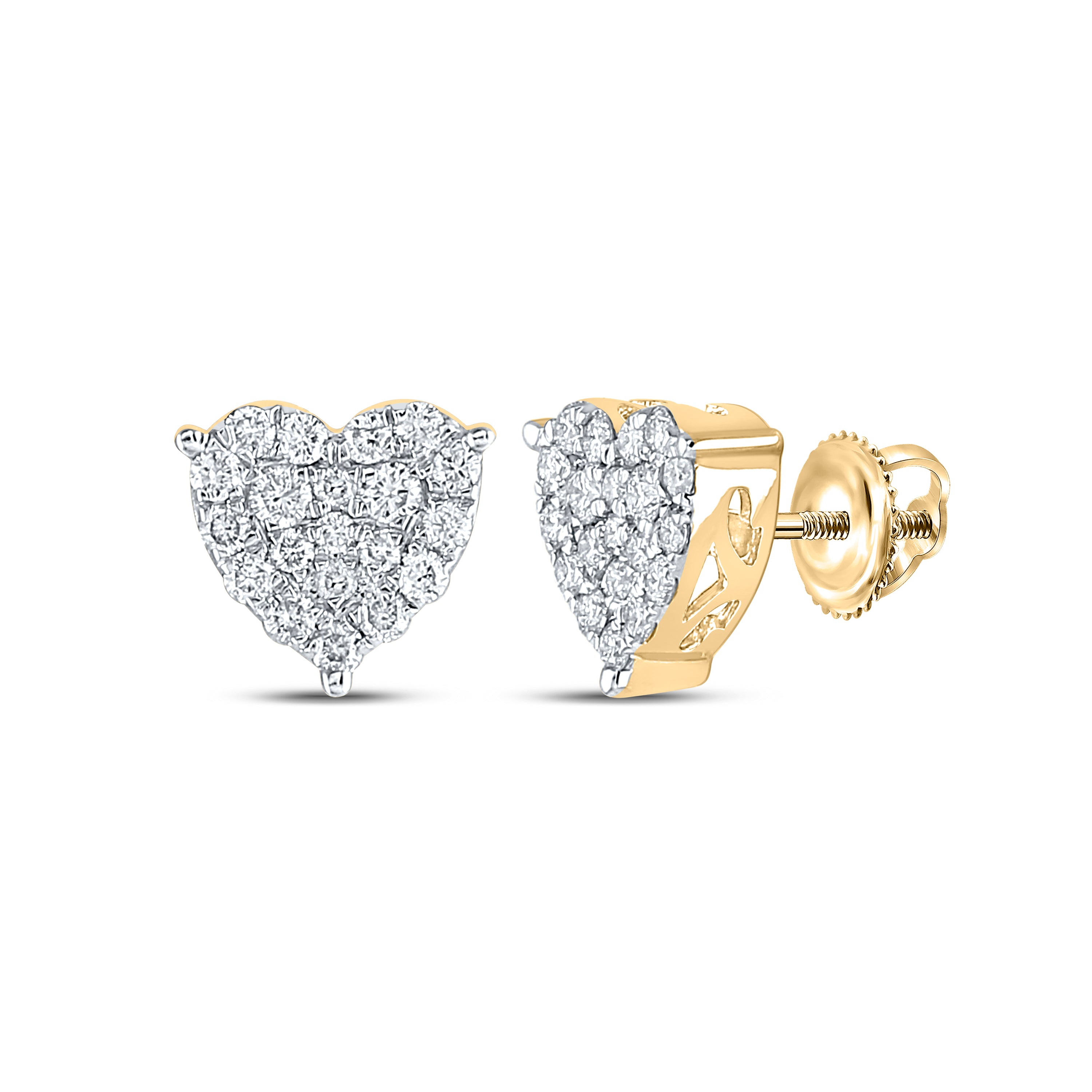 10Kt Yellow Gold 3/4Ct-Diamond Fashion Heart Earring (2.55 grams)