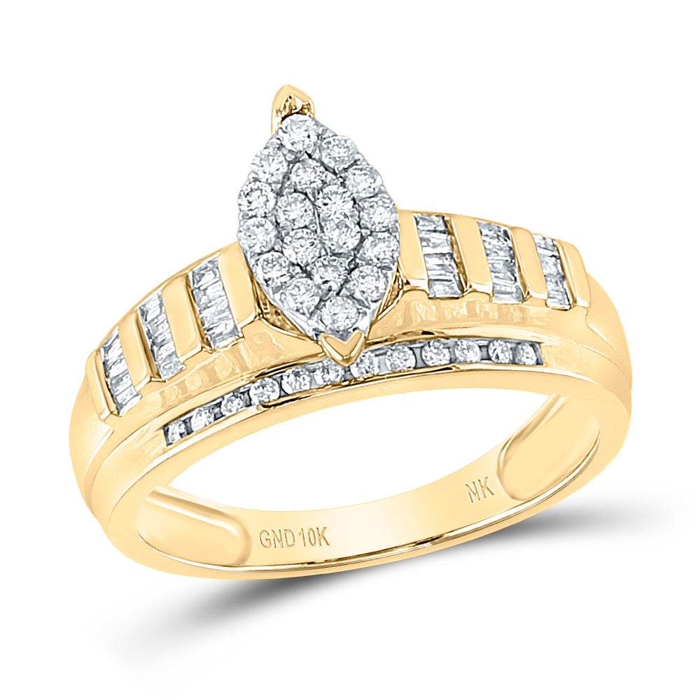 Gold Oval Bridal Wedding Engagement Ring 1/2 Cttw Round Natural Diamond Womens (3.63 grams)