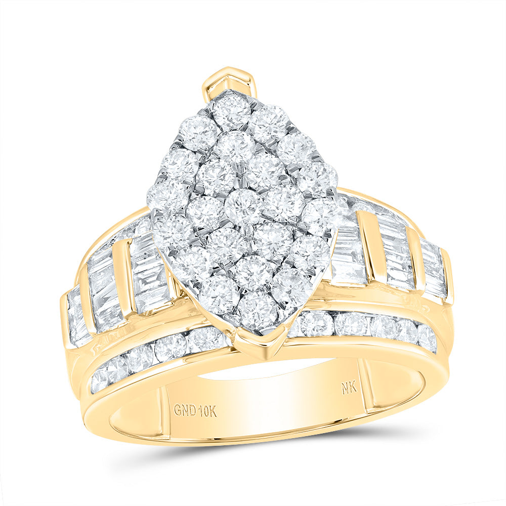Gold Oval Bridal Wedding Engagement Ring 2 Cttw Round Natural Diamond Womens (5.86 grams)
