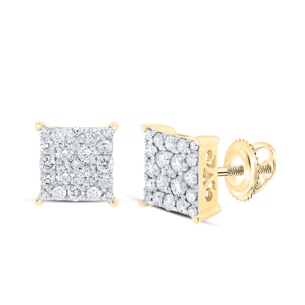 10Kt Yellow Gold 3/4Ct-Dia Nk Fashion Square Earring (1.86 grams)
