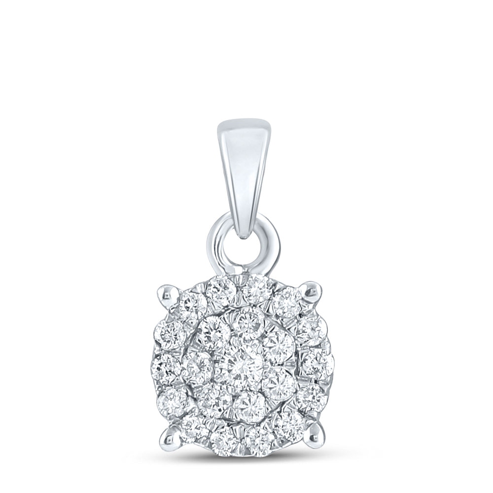 10Kt White Gold 1/4Ctw-Dia Nk Fashion Round Pendant (0.67 grams)