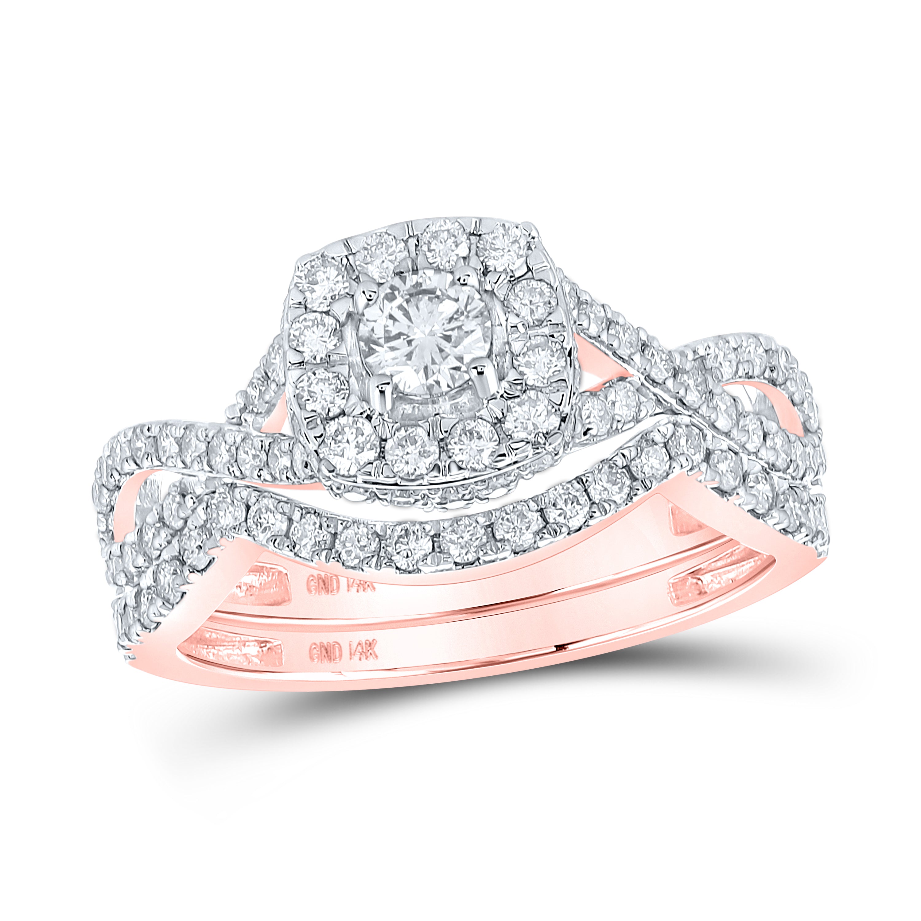 1Ctw-Dia Ana M 1/5Ct-Crd Single Halo Bridal Set Ring (4.99 grams)