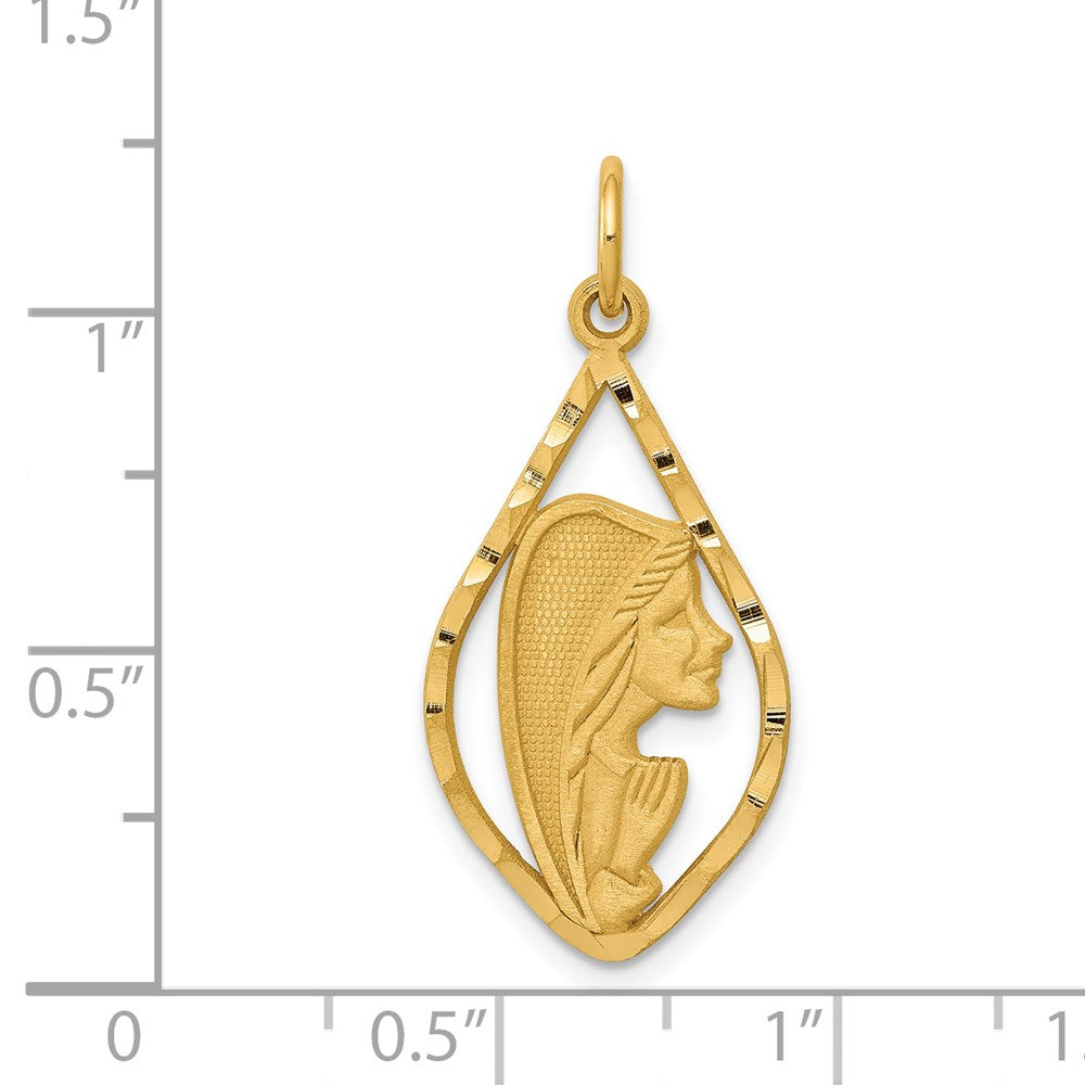 14k Yellow Gold 14.5 mm Blessed Mary Charm (1.01 grams)