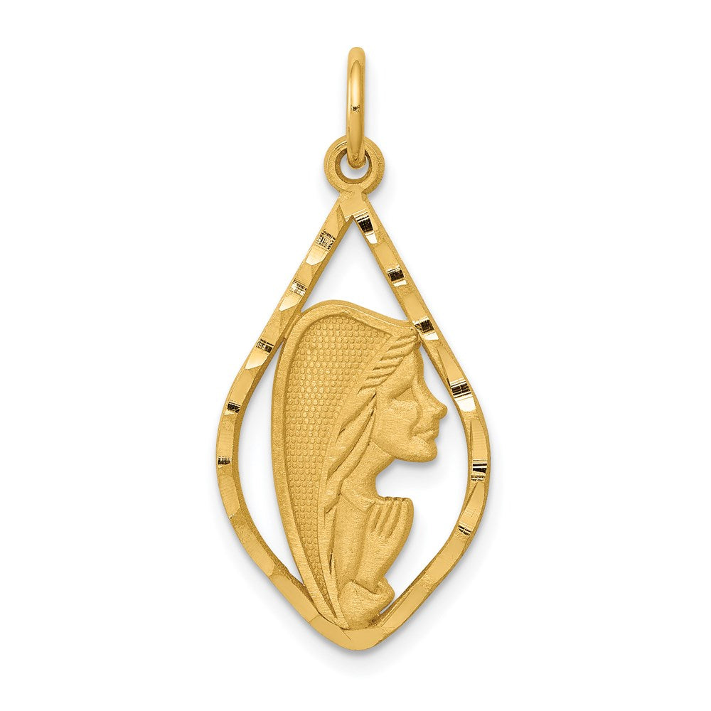 14k Yellow Gold 14.5 mm Blessed Mary Charm (1.01 grams)