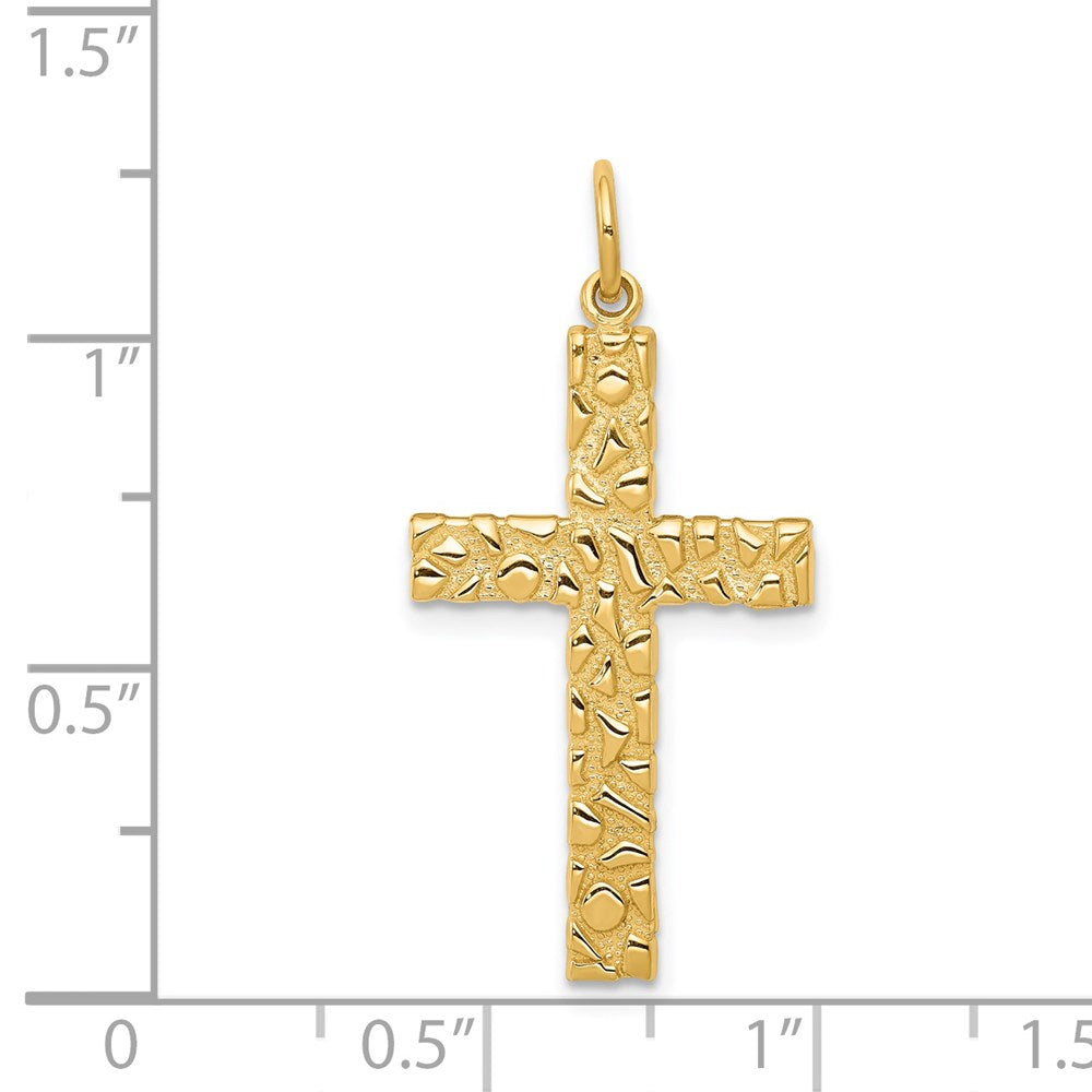 14k Yellow Gold 16 mm Nugget Style Cross Pendant (1.43 grams)