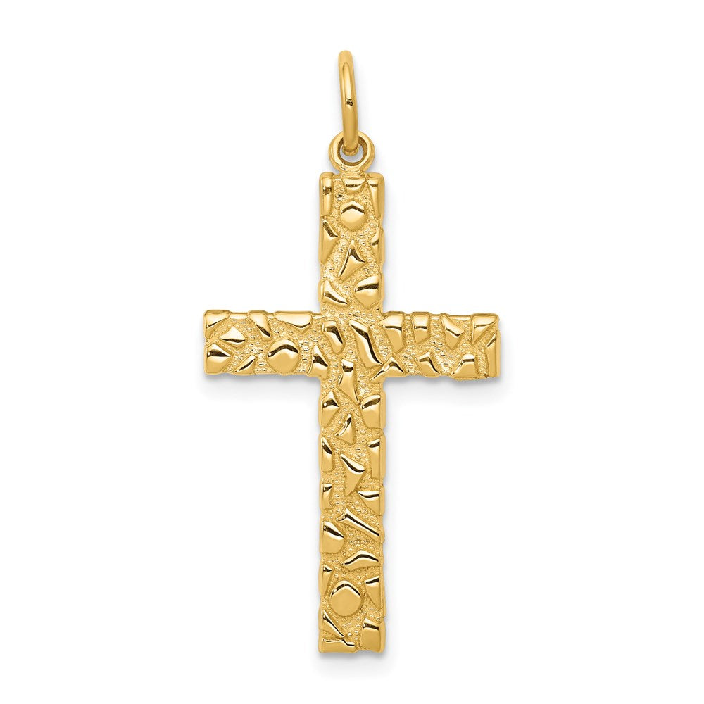 14k Yellow Gold 16 mm Nugget Style Cross Pendant (1.43 grams)