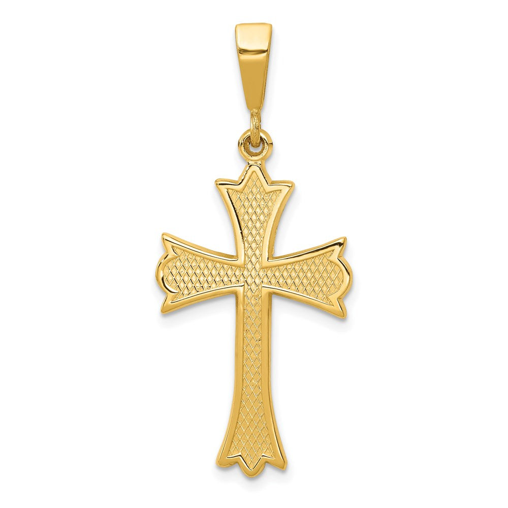 14k Yellow Gold 17 mm Fleur De Lis Cross Pendant (1.85 grams)
