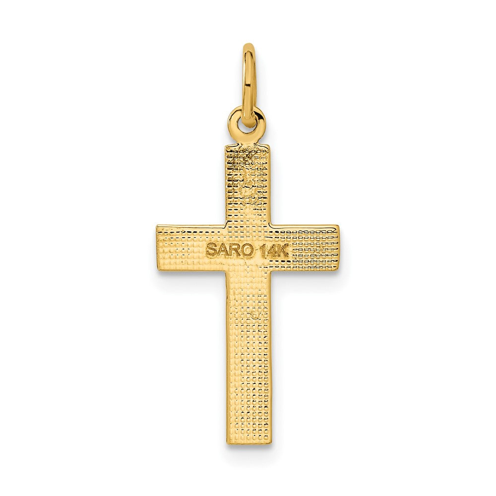 14k Yellow Gold 12 mm Diamond-cut Cross Pendant (0.95 grams)