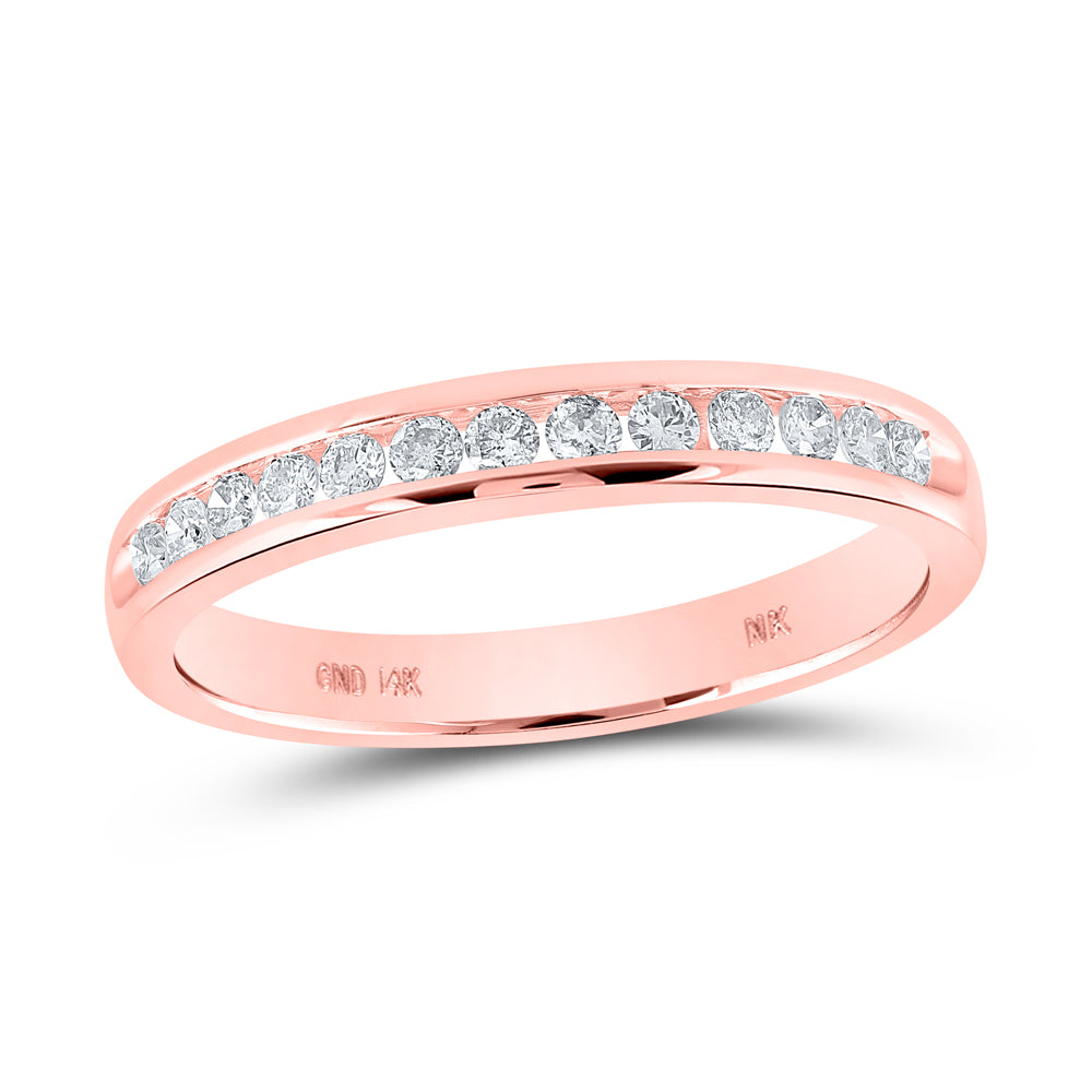 Gold Band Wedding Band 1/4 Cttw Round Natural Diamond Womens (2.46 grams)