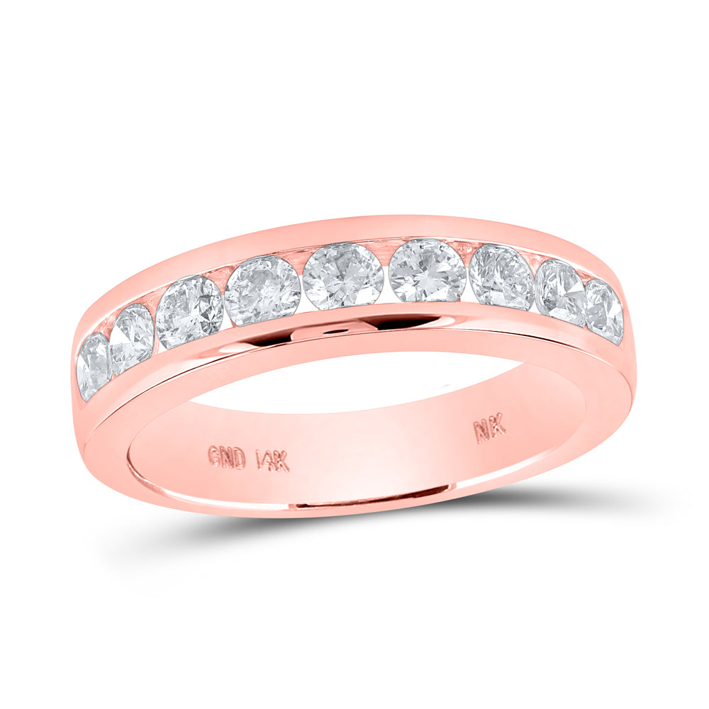 Gold Band Ring 7/8 Cttw Round Natural Diamond Womens (4.67 grams)