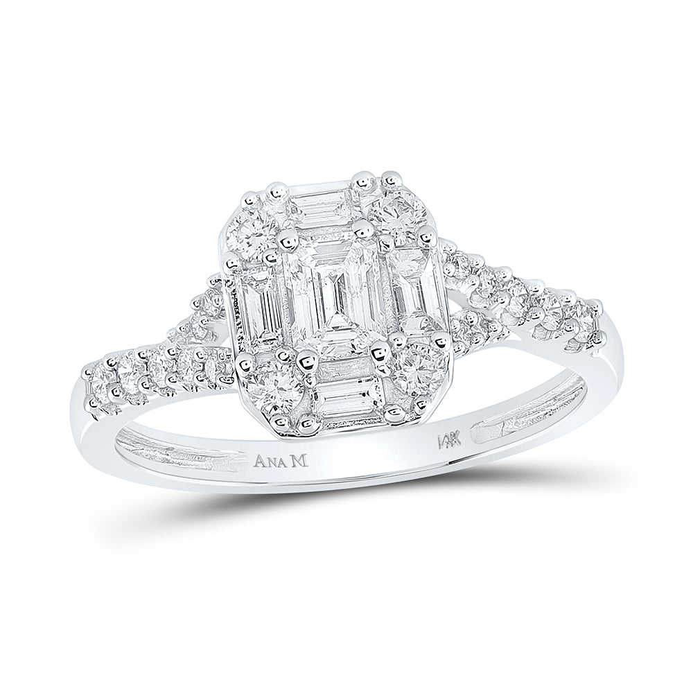 3/4Ctw-Nat Diamond Ana M 1/5Ct-Ceme Engagement Single Halo Ring (1.85 grams)