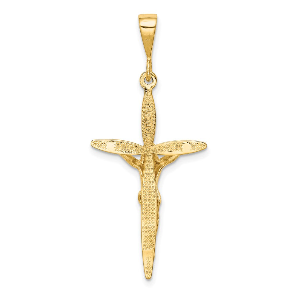14k Yellow Gold 18 mm Passion Jesus Crucifix Pendant (2.02 grams)
