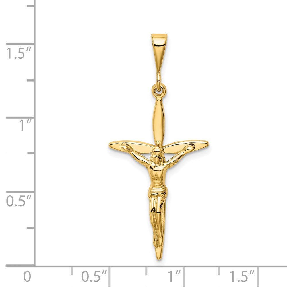 14k Yellow Gold 18 mm Passion Jesus Crucifix Pendant (2.02 grams)