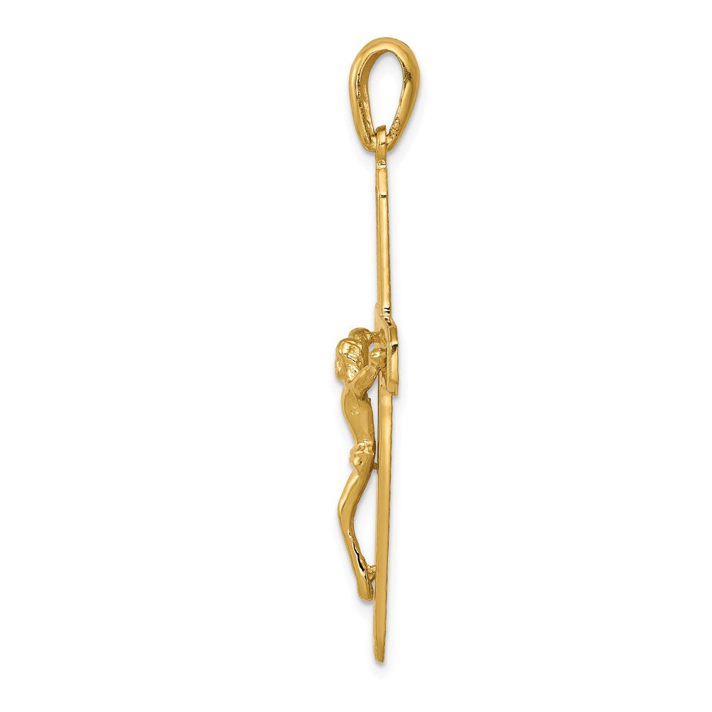 14k Yellow Gold 21 mm Polished Jesus Crucifix Pendant (3.57 grams)