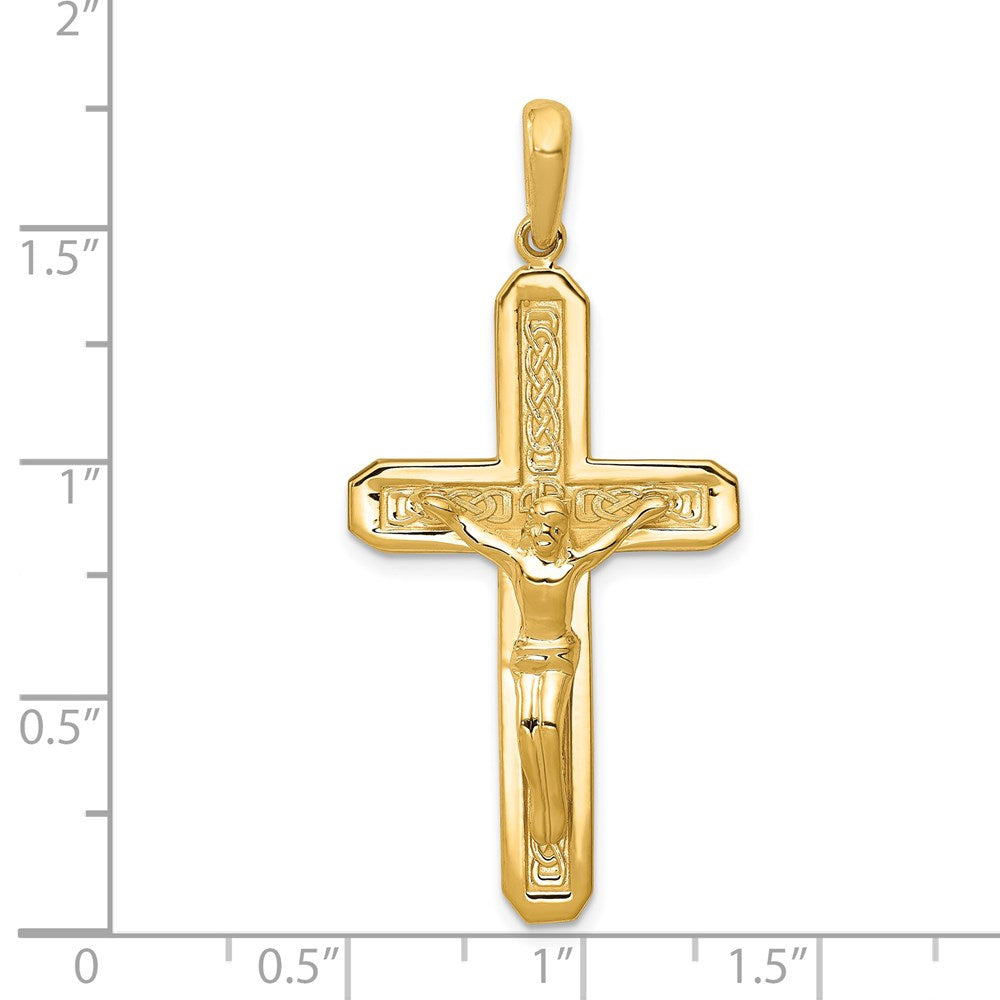 14k Yellow Gold 21 mm Polished Jesus Crucifix Pendant (3.57 grams)