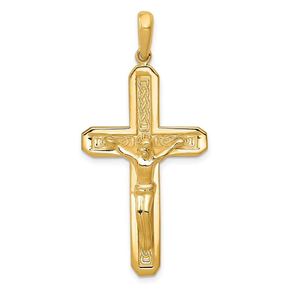 14k Yellow Gold 21 mm Polished Jesus Crucifix Pendant (3.57 grams)