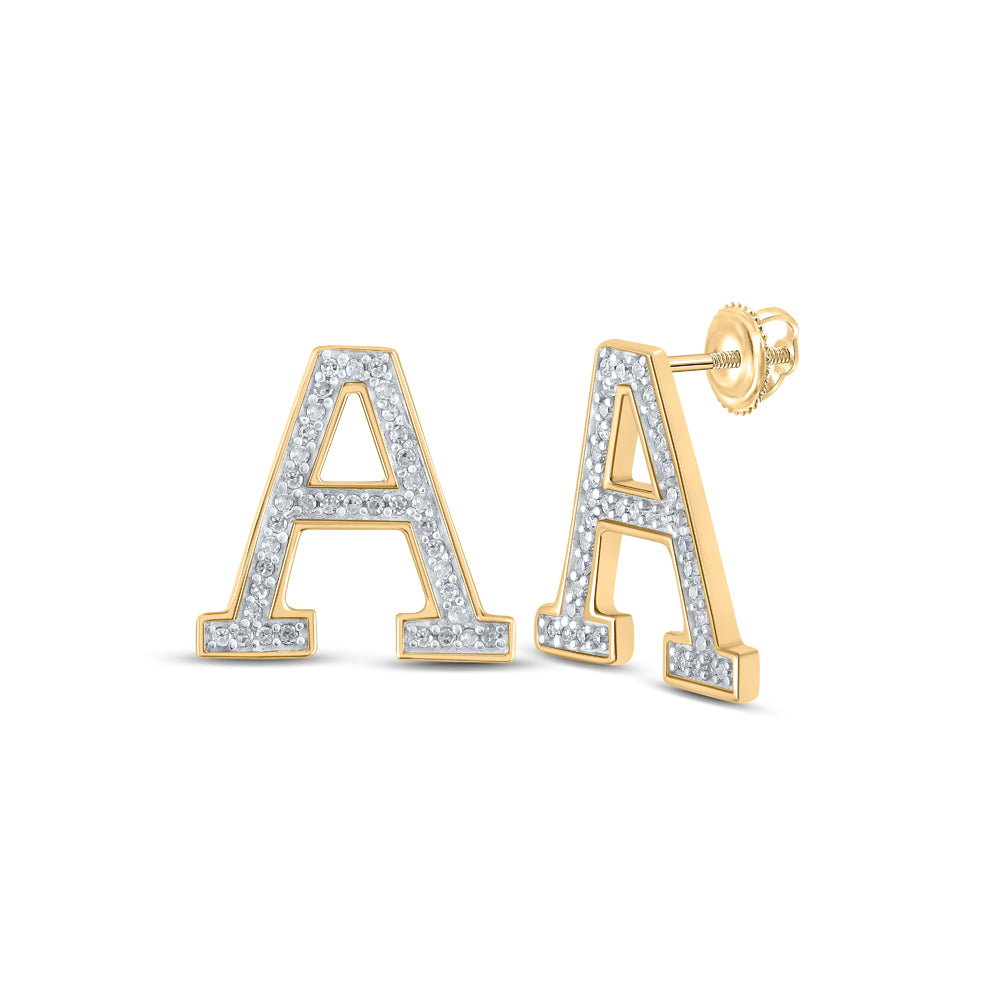 1/6Ctw-Dia P1P2 Initial "A" Gift Earring (1.29 grams)