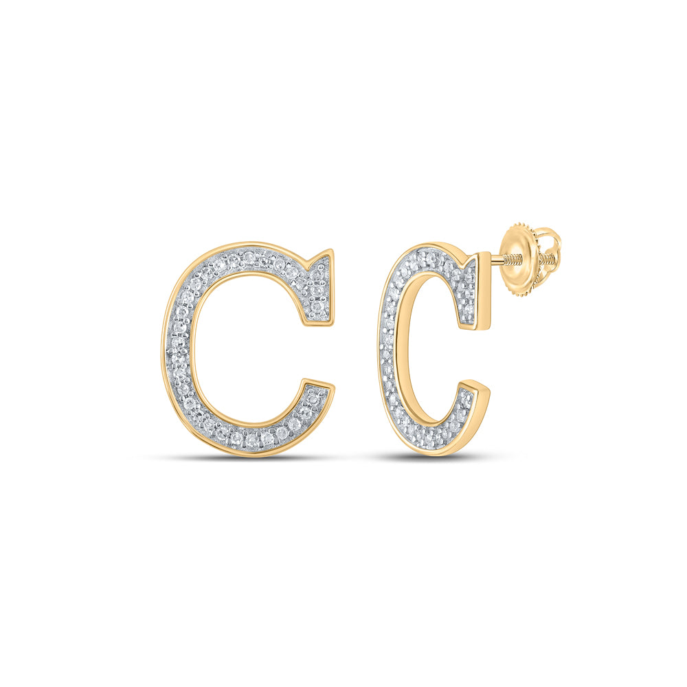 1/8Ctw-Dia P1P2 Initial "C" Gift Earring (1.12 grams)