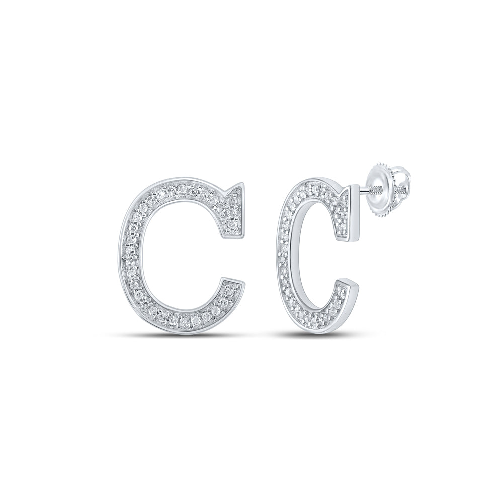 1/8Ctw-Dia P1P2 Initial "C" Gift Earring (1.12 grams)