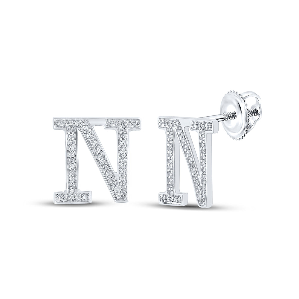 1/5Ctw-Dia P1P2 Initial "N" Gift Earring (1.55 grams)