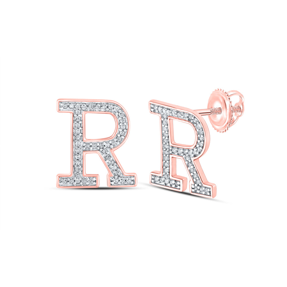 1/6Ctw-Dia P1P2 Initial "R" Gift Earring (1.57 grams)