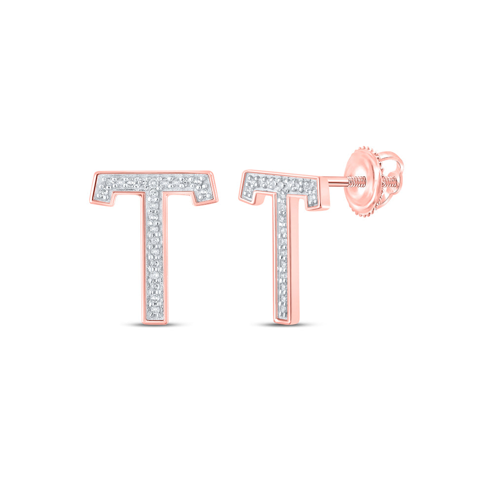 1/10Ctw-Dia P1P2 Initial "T" Gift Earring (1 grams)